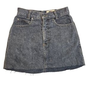 Vintage Calvin Klein High Rise Black Denim Mini Skirt Raw Hem Sz 3 (25" waist)